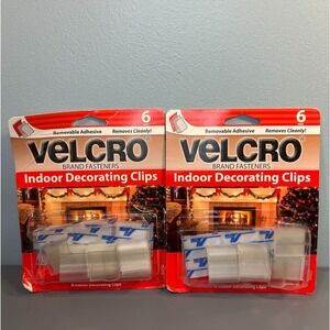 Vintage VELCRO Brand Indoor Clear Decorating Clips -6 Sets x 2 NOS